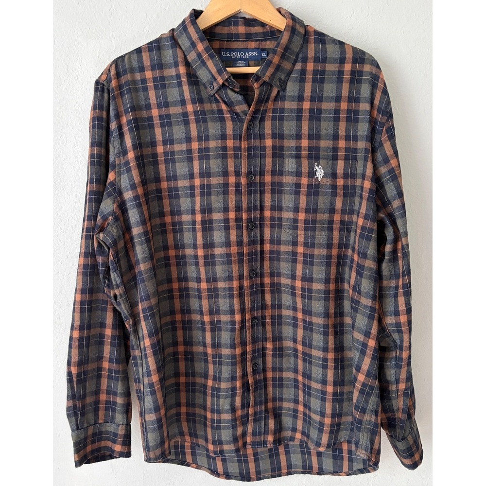 US Polo Assn Mens Plaid Long Sleeve Button Down Shirt XL Outdoor Cabin Rustic
